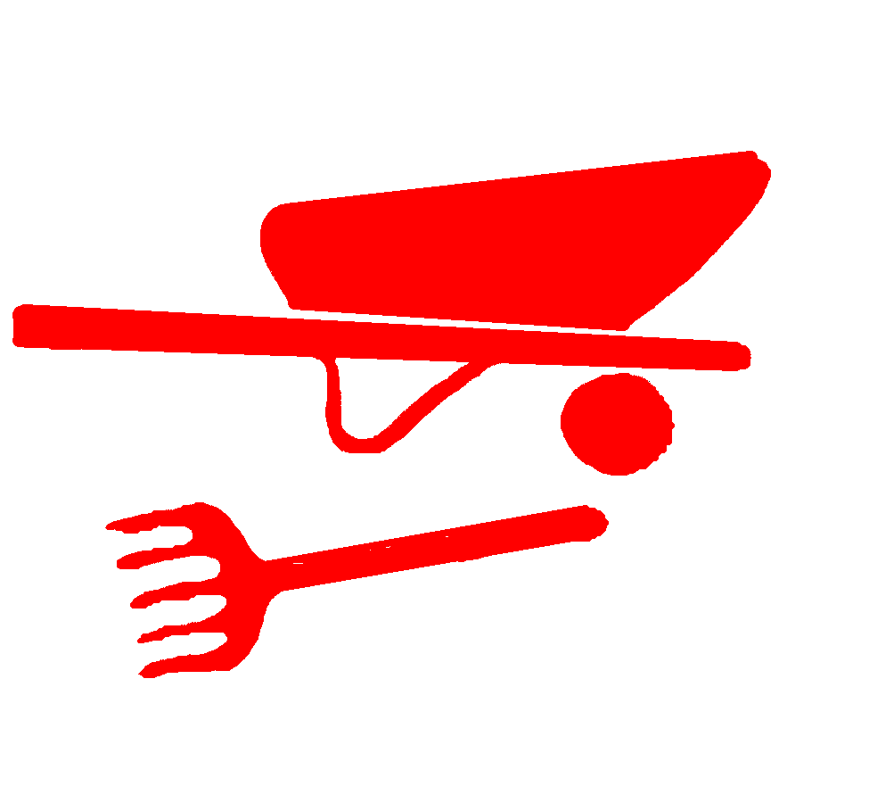 Wheelbarrow and Fork Clipart